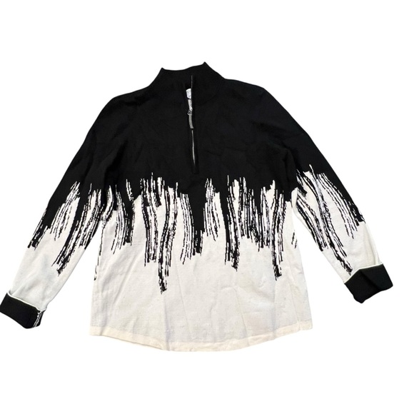 Chico's Sweaters - Chico's 1/4 Zip Pullover Sweatshirt Abstract Long Sleeve Cashmere Blend Sz 4 SM